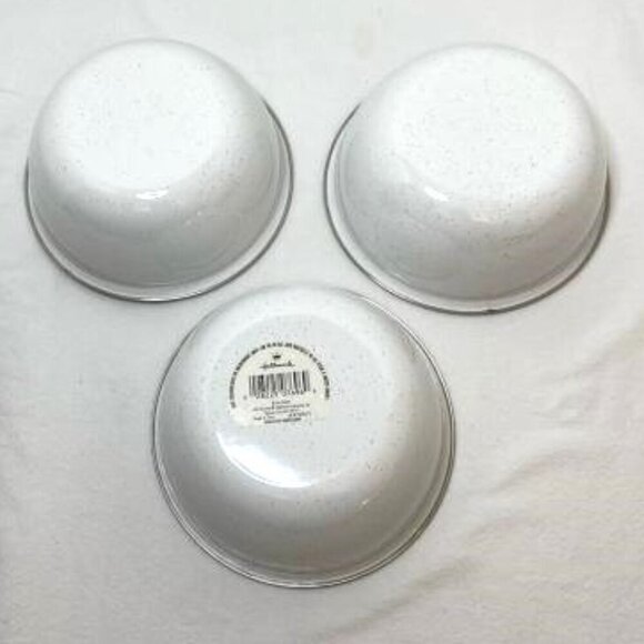 Hallmark Metal Bowls 3 Apple Picking Basket White Silver Red Jan Karon - Picture 4 of 5